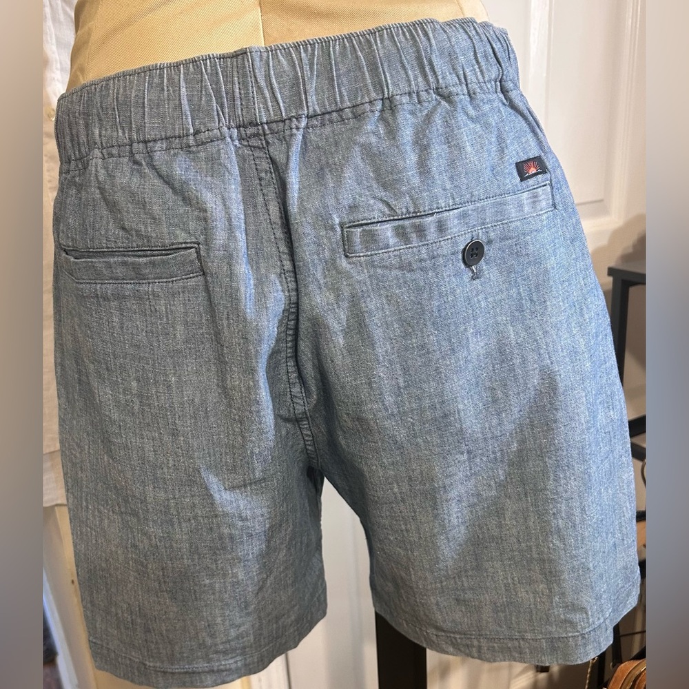 Faherty Light Blue Denim Drawstring Logo Shorts: … - image 5